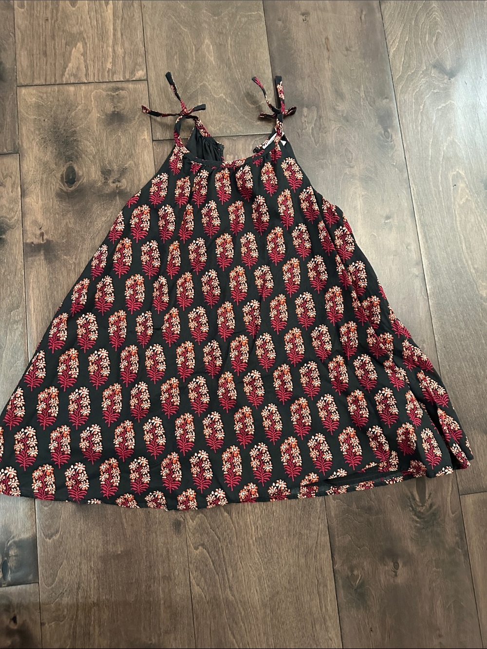 Crewcuts Black Sundress with Pink & Orange Floral Print
